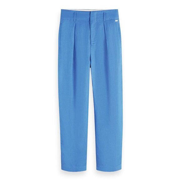 NWT Scotch & Soda blue linen blend cropped pleated trousers, M - Picture 10 of 12